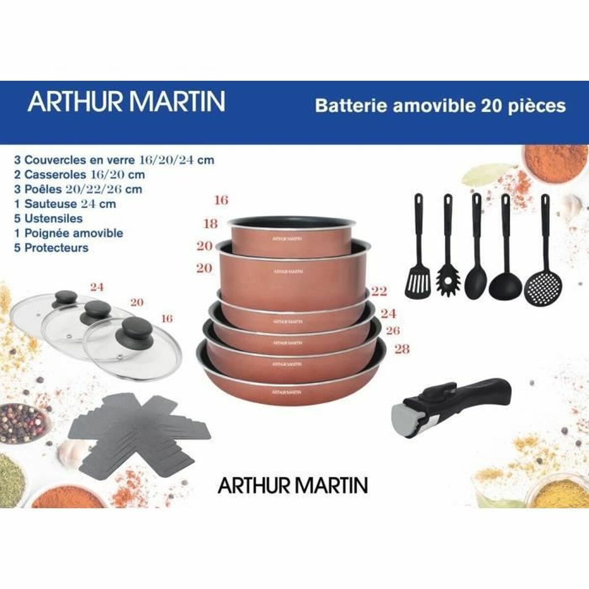 Bateria de Cozinha Arthur Martin 20 Peças